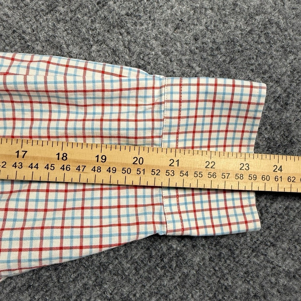 Peter Millar Shirt Mens Medium Long Sleeve Button Down Plaid Red Blue Cotton⁠ - Picture 7 of 9